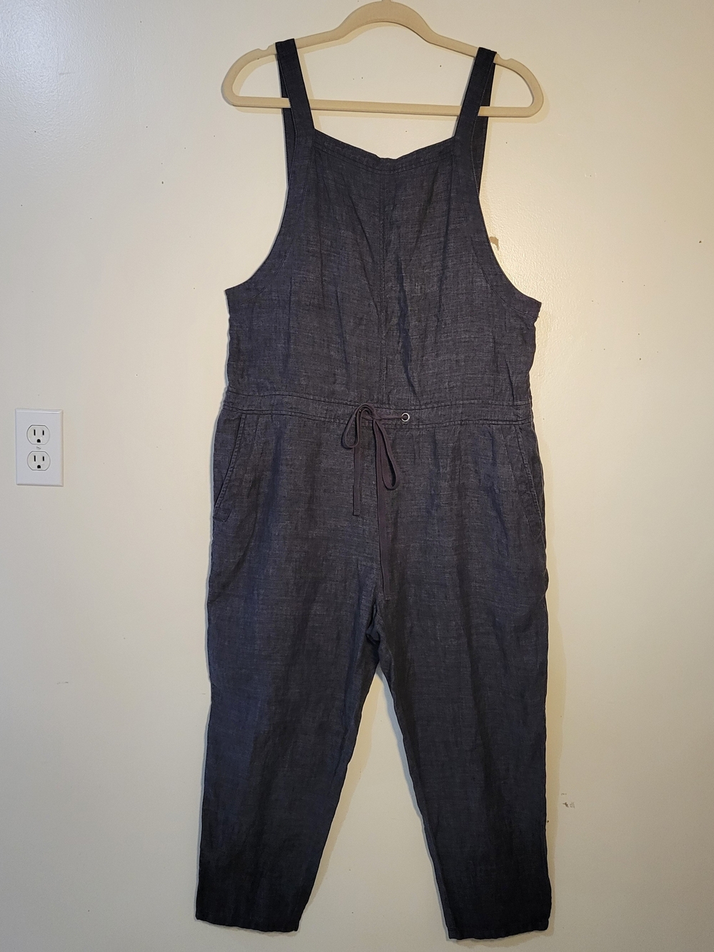 The Fisher Project (Women's M) Organic Linen Jumpsuit Overalls Drawstring Waist
